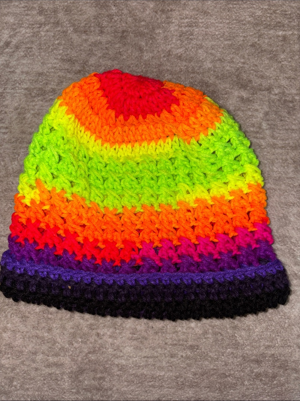 Handmade Rainbow Crochet kids 4-6 year old / adult small Beanie - Multicolor
